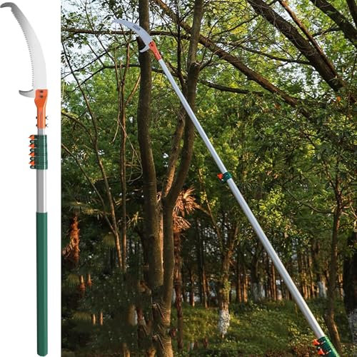 Sega manuale per potatura, asta estensibile e retrattile per tagliare rami, palo leggero in alluminio con lama in acciaio