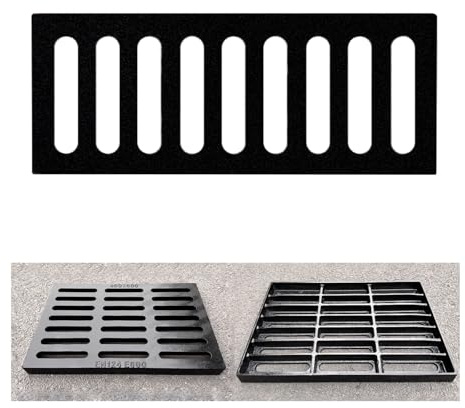 Grille Caniveau en Métal, Couvercle de Drain Extérieur de Qualité B125, Caniveau Exterieur for Allée, Béton, Patio, Garage(20x50cm/7.8x19.6in)