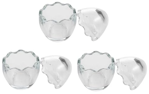 FIXOSHEE 3 pezzi Bicchieri in Vetro Trasparente per Yogurt e Dessert da Forma a Guscio Creativa Tazze Pudding Multiuso Resistenti Microonde e Lavastoviglie per Gelato e Budino