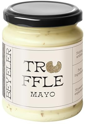 Beyeler® Trüffel Mayo | Cremige Trüffelmayonnaise mit echtem Sommertrüffel | Feinste Mayonnaise mit Eigelb aus Freilandhaltung & Sonnenblumenöl | Intensiver Trüffelgeschmack für Gourmets | 250 ml Glas
