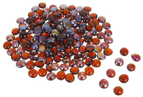 GAROZATION Grava para Fogatas 16-19 Mm, Cuentas de Vidrio Marrón 1 Kg, Piedras Decorativas para Chimeneas y Acuarios, Material Seguro para Agua Dulce y Salada, Decoración para Jardín