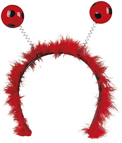 Boland 76327 - Haarreif Marienkäfer, Rot-Schwarz, Tiara mit Fühlern und Federn, Accessoire, Karneval, Mottoparty, Kostüm