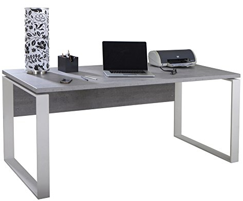 Composad | Scrivania della Linea DISEGNO con gambe in metallo, Scrivania PC Moderna, (LxAxP) 170x74,50x80 cm, Colore Grigio Cemento e gambe Bianco, per Ufficio, Studio, Made in Italy