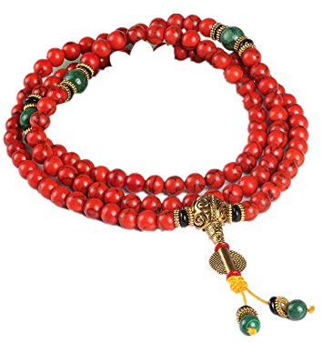 TYGJB 108 rote Koralle Armband Naturstein Perlen Mala Halskette buddhistischen Gebet Rosenkranz Strang Armbänder Buddha Meditation