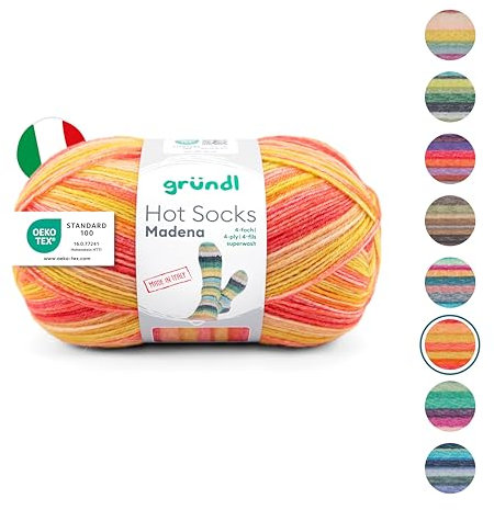 Gründl Hot Socks Madena, 4fach, Sockenwolle Strickgarn Sockengarn , sunrise, 3509-06