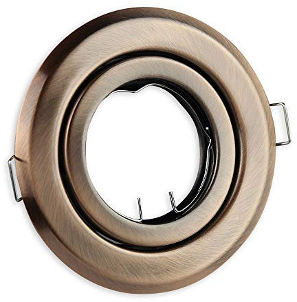 6x Einbaustrahler Rahmen Set bronze rund schwenkbar super flach - Einbaurahmen für GU10 MR16 Leuchtmittel - Ø80-85mm Bohrloch Einbau-Spot Strahler Einbauleuchte
