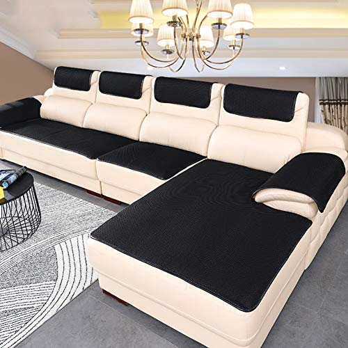 BK&MF Sofa Abdeckung Für Ledercouch, Sofabezug 1/2/3/4 Sitzer Super rutschfeste Sofa Dämpfung Couch überwurf Für Haustiere Separat Erhältlich-schwarz 60x180cm(24x71inch)