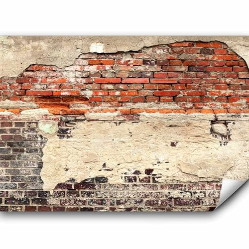 murando Fototapete selbstklebend 441x315cm Foto Tapete Tapetenfolie Möbelfolie Wandverkleidung Wandtapete Motivtapeten Bildtapete Wohnzimmer Schlafzimmer 3d Effekt Ziegel Ziegelstein f-A-0503-a-b