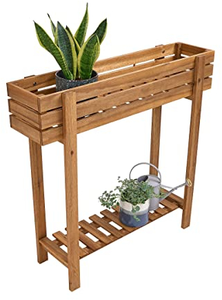 BUTLERS Pflanzkasten 85 cm hoch -New Gardening - Blumenkasten aus FSC® wetterfestem Akazienholz | ideal als Blumenständer für den Garten, Kräuterregal und Pflanzenständer für den Balkon