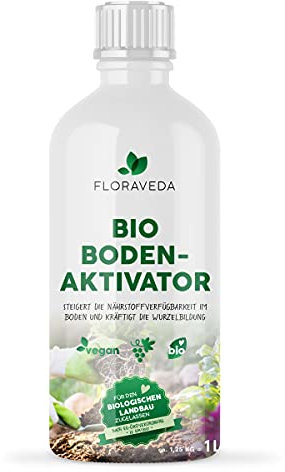 Floraveda – Bio-Bodenaktivator (1 Liter) aus hochwertigem Traubentrester für Blumen, Zier- & Nutzpflanzen – Vegane Pflanzennahrung ohne chemische Zusatzstoffe für widerstandsfähige Pflanzen