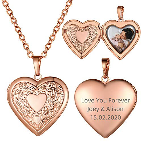GOLDCHIC JEWELRY Collane con Medaglione da Donna per Foto Personalizzata Collana Cuore Donna Personalizzata Collana Cuore Oro Rosa Regali Personalizzati con Ciondolo Personalizzato Regalo per Donna
