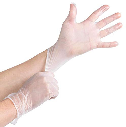 TidyZ 20 Disposable Clear Vinyl Gloves Latex-Free Powder-Free Multi-Purpose Work Safety Food Catering Cleaning - Medium Size