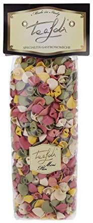 Tealdi original italienische Pasta, Zarte Minipli Blättchen, 5 Aromen bunte Nudeln,farbig, aus Italien, Spezialitäten, 500 g