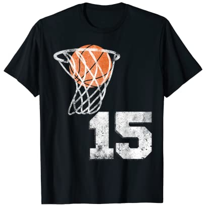 Vintage Basketball Trikot Nummer 15 T-Shirt Spieler Nummer T-Shirt