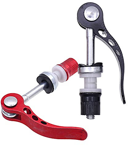 EDOBLUE 2 Pack Bike Alloy Seat Post Quick Release Pin Bike Seat Clamp Pipe Clamp Locking Screws for Mountain Bike and Road Bike Red & Black
