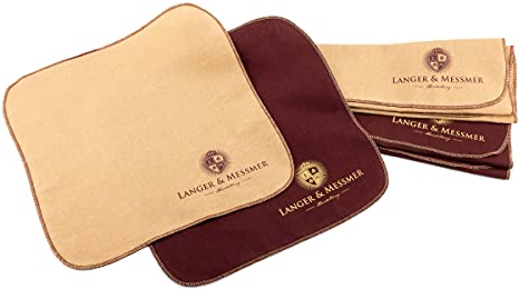 Langer & Messmer Chiffons à cirer les cuirs lisses en 100% coton dans un set pratique - Les chiffons cirage chaussures pour l'entretien professionnel des cuir souple (Bordeaux | Beige)