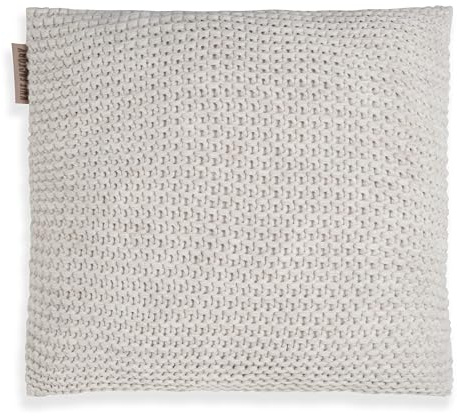 KNIT FACTORY - Vinz Kissen - Beige - 50x50 cm | Sofakissen mit Füllung und Bezug - Couchkissen - Zierkissen - Grob gestrickter Dekokissen - Zeitloses Design