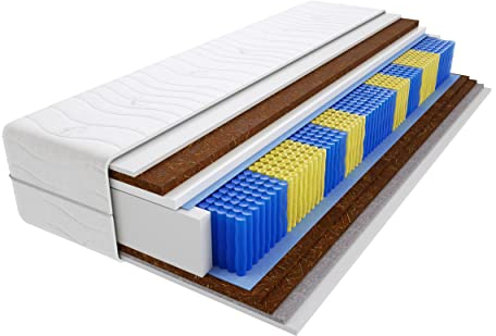 Godre Matratze 180x200 cm Doppelmatratze, H4 & H5 Federkernmatratze, Taschenfederkernmatratze 19 cm Hoch Kokosfaser Rosshaar Hypoallergene, HR-Schaum, Gesteppter Bezug Santana Multitaschen