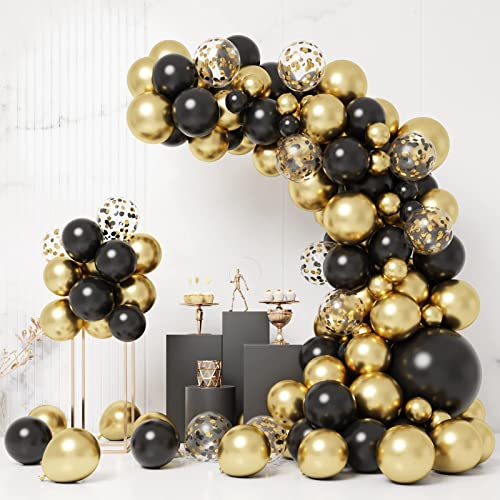 Geburtstagsdeko Schwarz Gold, Luftballon Girlande Schwarz Gold, Luftballons Schwarz Gold, Ballons Girlande Schwarz für 18. 30. Geburtstag Frauen Männer, Hochzeit Dekoration, Geburtstag Party Deko