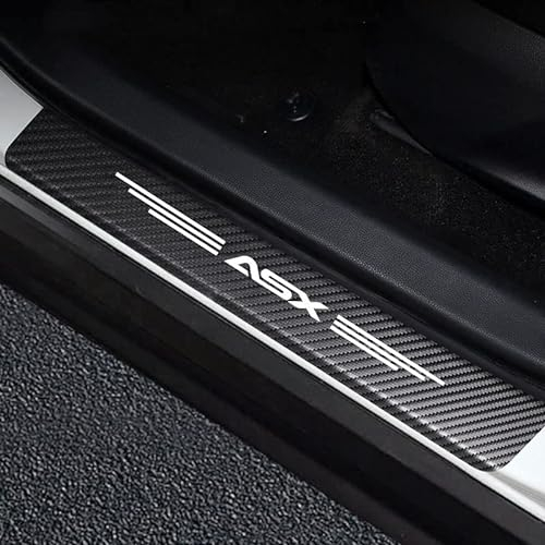 Auto Kohlefaser Einstiegsleisten TüRschweller Aufkleber für Mitsu-bishi, 4 Stück Car Kick Plates Schutz AntiKratz Abnutzungs Türschweller Protector,White
