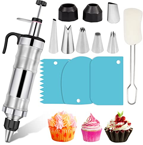 Ensemble de pistolet de décoration de dessert, seringue, outil de décoration de gâteau, 6 douilles russes, grattoir à crème, injecteur de glaçage de gâteau, outils de glaçage