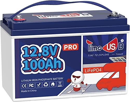 Timeusb Batteria al Litio 12V 100Ah Batteria LiFePO4, BMS 100A Incorporato, Fino a 15000 Cicli Profondi, Batteria da 1280Wh perfetta per Fotovoltaico Camper Sistemi di casa Solare e Applicazioni