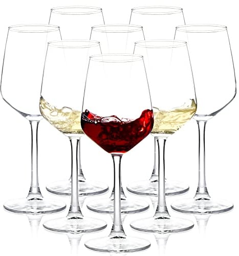 SHYRC Wine Glasses Set of 8, 12oz Clear Red/White, Long Stem Wine Glasses for Party, Wedding and Home