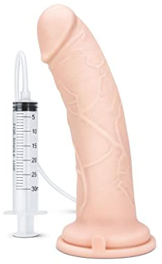 Prowler RED 8-Inch Realistic Squirting Dildo – Ultra Cock Nude Flesh Dong with Syringe | Lifelike Texture, Soft PVC, Flared Base, Harness Compatible & Waterproof for Roleplay Pleasure