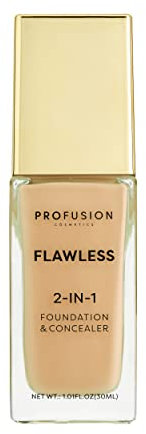 Profusion Cosmetics 2-In-1 Foundation and Concealer for Medium Skin Tone, Flawless Full Coverage and Matte Finish with Convenient Solution for Achieving Polished Look - Golden Beige