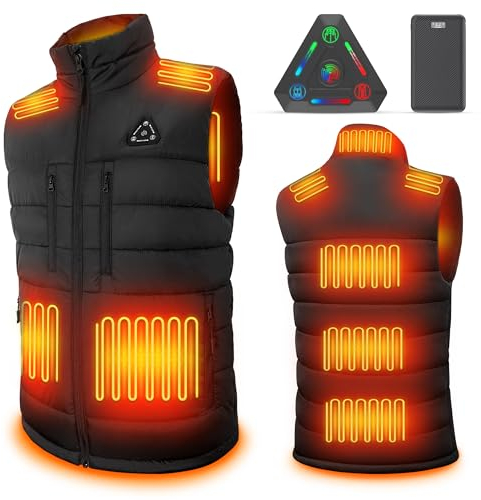 FERNIDA Beheizte Weste für Herren, Beheizte Activewear Westen mit 7,4V Akku, Elektrisch beheizte Jacke Heizweste für Arbeiten Wandern Skifahren Klettern, 8 Beheizte Zonen, S