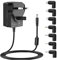 5V 3A Power Adapter Charger Cord, 100V-240Vac to DC IN 5 Volt fit for 5Vdc 500mA 1000mA 1500mA 2000mA 2500mA 3000mA Electronic Equipment, with Interchangeable Tips, UKCA Certificate.