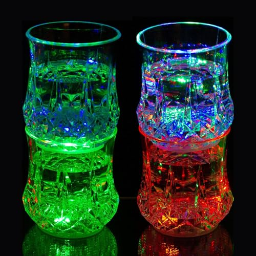 MODOAO Lot de 4 gobelets lumineux à DEL multicolores à activation automatique par l'eau, pour les vacances, les festivals, les fêtes d'anniversaire, les bars, les boîtes de nuit