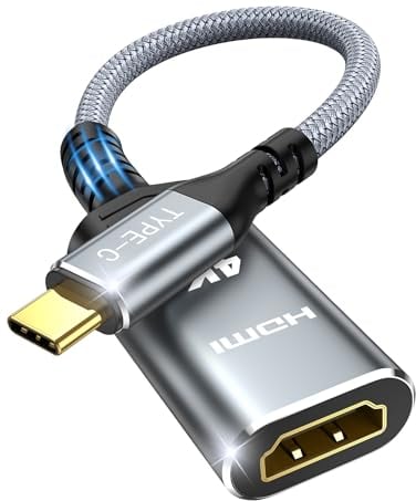 Highwings USB C HDMI Adapter 4K@60Hz, USB Type-C auf HDMI Adapter Thunderbolt 3/4 Kompatibel für iPhone 17/16/15 Pro/Max, für MacBook Pro/Air, für iPad Pro/Air, für Surface Book 2, für Galaxy usw.