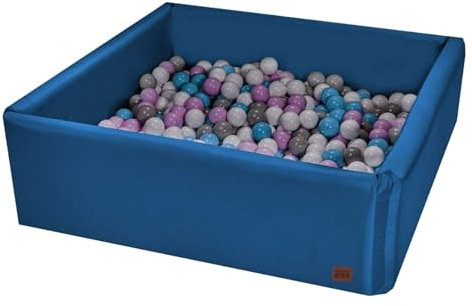 GoldenGroup Piscine a Balle pour Enfant 150x150 cm - Jeux Montessori, Piscine à balles carrée en Velours, Piscin sans Balles - Bleu