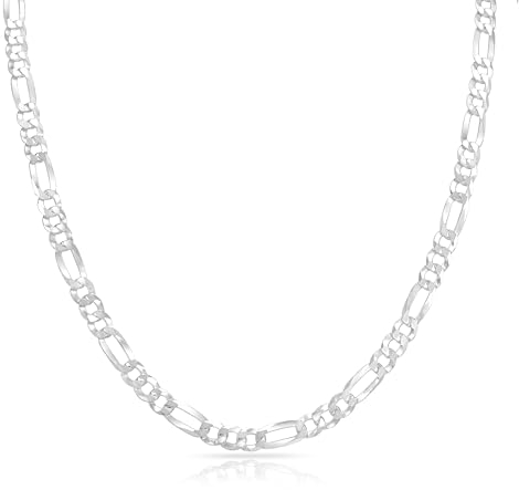 TAIPAN - Halskette für Herren Figaro aus 925 Sterling Silber 4 mm breit 50 cm lang - Zeitlose Silberkette im eleganten Design - Edle Figarokette für Männer inkl. Echtheitszertifikat - Made in Italy