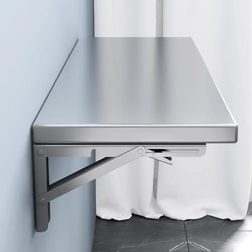 AYHARYLH Stainless Steel Folding Table Wall Mounted Drop Leaf,wall Mounted Folding Desk,Bracket Heavy Duty, Stainless Steel Storage Shelf with Metal Brackets for Home Bar Office Laundry(100 * 40cm)