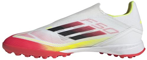 adidas Unisex F50 League Laceless Football Boots Turf, Cloud White/Core Black/Solar Yellow, 10.5 UK