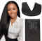 Lashey Clip in Extensions Echthaar Yaki Glatt 150g 9 Stück Nahtlose Clip in Haarverlängerung Natürliches Schwarz Remy Menschliches Haar 45cm(18 Zoll)