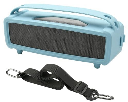 TXEsign Silicone Case Cover for Bose SoundLink Mini/Mini II Portable Speaker, Travel Carrying Protective Pouch w Shoulder Strap Handle Anti-dust Plug for Bose SoundLink Mini II (Sky Blue)