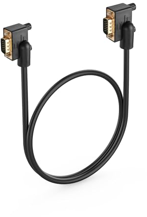 PNGKNYOCN Cavo da VGA a VGA da 0,5 m a 90 gradi, angolo di curvatura sinistro da VGA maschio a VGA maschio a 15 pin Full HD 1080P ad alta risoluzione (0.5M)