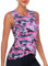 Akiooue Workout-Tanktop für Damen, ärmellos, Fitnessstudio, Sport, Yoga, athletisch, Laufen, feuchtigkeitsableitend, bauchfreies Weste, Pink/Camouflage, X-Large