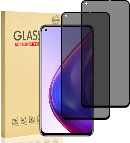 Hejkaoe Protector de Pantalla Privacidad para Xiaomi Mi 10T/Xiaomi Mi 10T Pro, Cristal Vidrio Templado Antiespia, Anti-Espía Protector Pantalla, Dureza 9H, Anti-Rasguños, Sin Burbujas, 2 Piezas