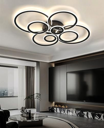 QAZPLM wohnzimmer lampe LED deckenlampe groß deckenlampe rund deckenleuchte modern deckenlampe dimmbar mit fernbedienung deckenleuchte schlafzimmer schwarz deckenlampe