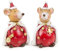 Logbuch-Verlag Lot de 2 jolies figurines de souris de Noël rouges et marron - Cadeau curieux - Décoration de Noël - 9 cm