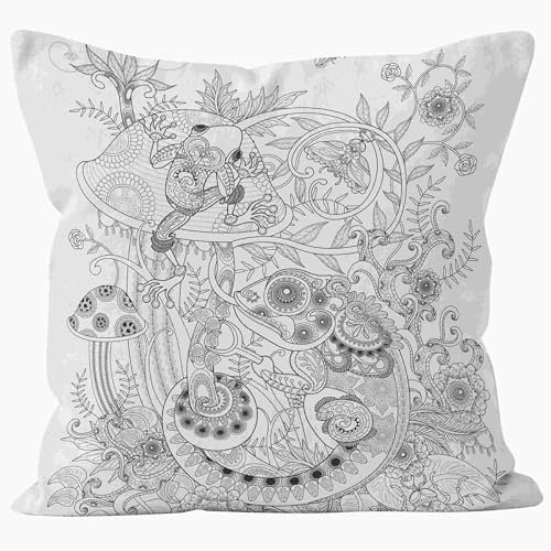 CEVAN Leinen Kissenbezüge Uni Kissenbezug Couch Graffiti-Chamäleon Kissenbezüge Jugendzimmer Kissenbezug Indisch Kissenbezüge Sofa Dekor 40x40cm,1Pcs