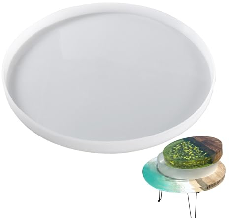 Sghtil Moules ronds en résine 50 cm Grand miroir Moules en silicone pour résine Moule de table Résine Outils de coulage Tableau de charcuterie Décoration de maison
