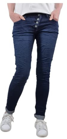 Buena Vista Malibu Stretch Damen Jeans Hose, Dunkelblau, Knopfleiste, 5 Taschen (DE/NL/SE/PL, Alphanumerisch, XS, Regular, Regular, Dark Stone)