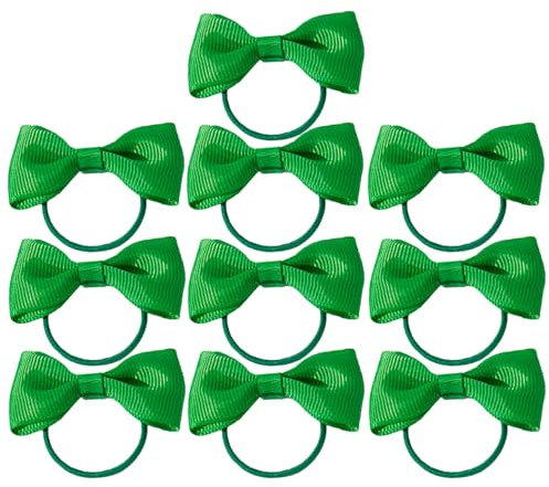 10 Pieces Green Hair Accessories,Girls Bobbles Bows School Bands Bow Green Ribbon Headband Kids Band Bobble Children's Clips Hairbands Holder Set Braids Elastics Elastic Dark,for Womens Lass (5)