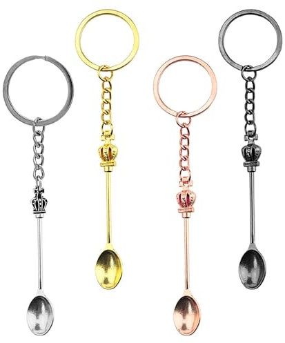 Portachiavi a cucchiaio, portachiavi per donna, Portachiavi con cucchiaio a corona in metallo, Cucchiaino portachiavi anello corona pala ciondolo chiave per donne