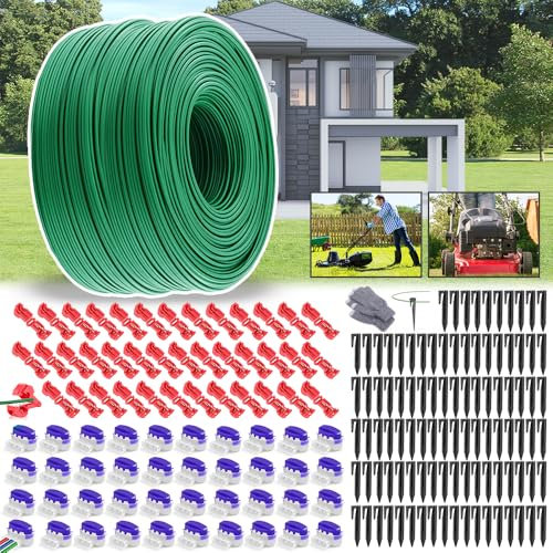 cable perimetral robot cortacesped 200m,cable tracer robot cortacésped,+100 Clavijas, 40 Conectores Cable, 40 Terminales Conexión,Compatibilidad universal con robot cortacesped del mercado